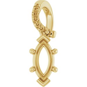 14K Yellow Gold 8x4 mm Marquise Pendant Mounting – image 2