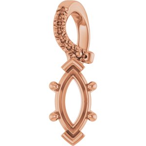 14K Rose Gold 8x4 mm Marquise Pendant Mounting – image 2