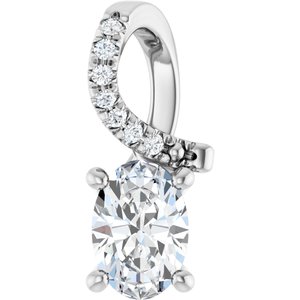 14K X1 White Gold 6.5x4.5 mm Oval Pendant Mounting