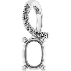10K White Gold 7x5 mm Elongated Cushion Pendant Mounting – image 2