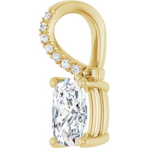 14K Yellow Gold 7x5 mm Elongated Cushion Pendant Mounting – image 3