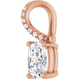 14K Rose Gold 7x5 mm Elongated Cushion Pendant Mounting – image 3