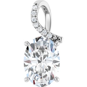 14K White Gold 14x10 mm Oval Pendant Mounting