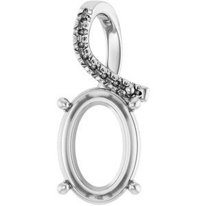 18K White Gold 14x10 mm Oval Pendant Mounting – image 2
