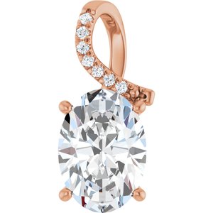 14K Rose Gold 14x10 mm Oval Pendant Mounting
