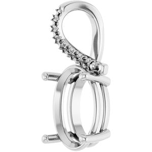 14K White Gold 14x10 mm Oval Pendant Mounting – image 4