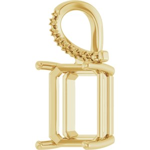 14K Yellow Gold 14x12  mm Emerald Pendant Mounting – image 4