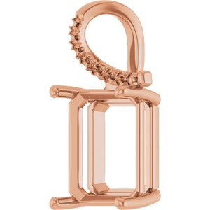 14K Rose Gold 14x12  mm Emerald Pendant Mounting – image 4