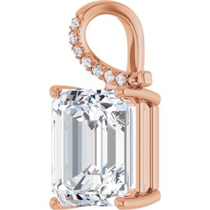 14K Rose Gold 14x12  mm Emerald Pendant Mounting – image 3