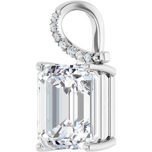 18K White Gold 14x12  mm Emerald Pendant Mounting – image 3