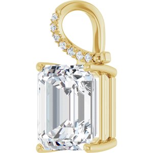 14K Yellow Gold 14x12  mm Emerald Pendant Mounting – image 3