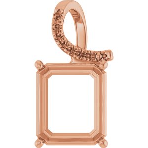 10K Rose Gold 14x12  mm Emerald Pendant Mounting – image 2