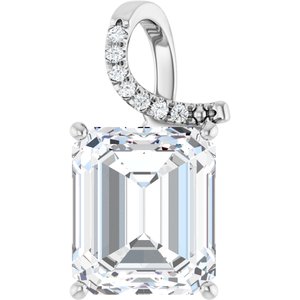 18K White Gold 14x12  mm Emerald Pendant Mounting