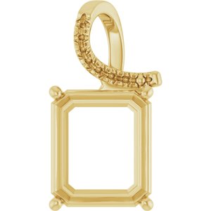 14K Yellow Gold 14x12  mm Emerald Pendant Mounting – image 2