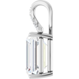18K White Gold 14x12  mm Emerald Pendant Mounting – image 5