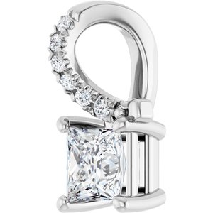 14K White Gold 4x4 mm Square Pendant Mounting – image 3
