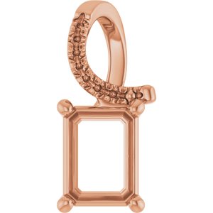10K Rose Gold 8x6 mm Emerald Pendant Mounting – image 2