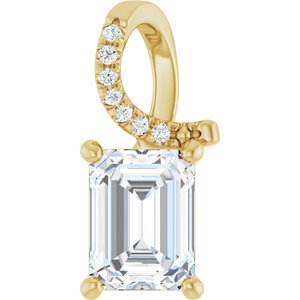 10K Yellow Gold 8x6 mm Emerald Pendant Mounting