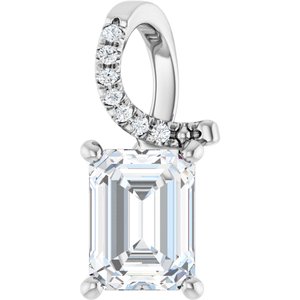 14K X1 White Gold 8x6 mm Emerald Pendant Mounting