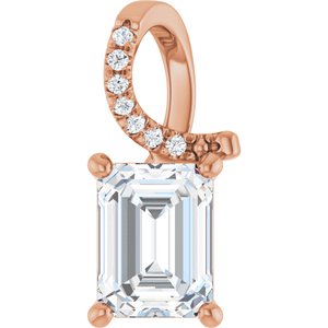 14K Rose Gold 8x6 mm Emerald Pendant Mounting