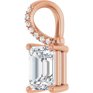 10K Rose Gold 8x6 mm Emerald Pendant Mounting – image 3