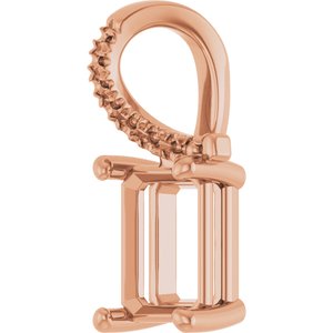 18K Rose Gold 8x6 mm Emerald Pendant Mounting – image 4