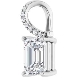14K X1 White Gold 8x6 mm Emerald Pendant Mounting – image 3