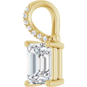 18K Yellow Gold 8x6 mm Emerald Pendant Mounting – image 3