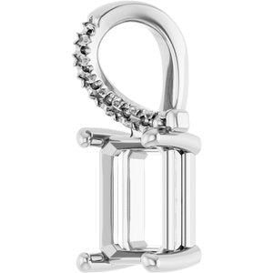 18K White Gold 8x6 mm Emerald Pendant Mounting – image 4