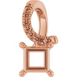 10K Rose Gold 4x4 mm Square Pendant Mounting – image 2