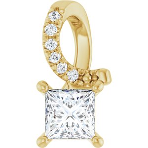 10K Yellow Gold 4x4 mm Square Pendant Mounting