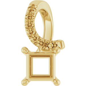 18K Yellow Gold 4x4 mm Square Pendant Mounting – image 2