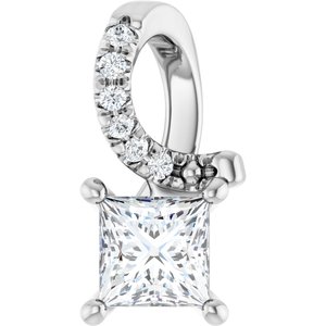 Sterling Silver 4x4 mm Square Pendant Mounting