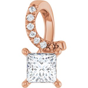 18K Rose Gold 4x4 mm Square Pendant Mounting