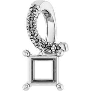 Sterling Silver 4x4 mm Square Pendant Mounting – image 2