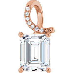 10K Rose Gold 10x8 mm Emerald Pendant Mounting