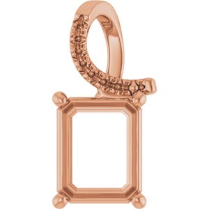 18K Rose Gold 10x8 mm Emerald Pendant Mounting – image 2