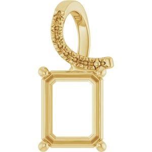 14K Yellow Gold 10x8 mm Emerald Pendant Mounting – image 2