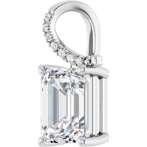 Continuum Sterling Silver 10x8 mm Emerald Pendant Mounting – image 3