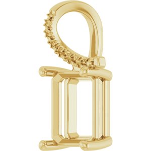 18K Yellow Gold 10x8 mm Emerald Pendant Mounting – image 4