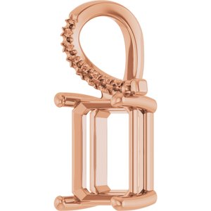 18K Rose Gold 10x8 mm Emerald Pendant Mounting – image 4