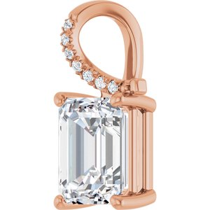 14K Rose Gold 10x8 mm Emerald Pendant Mounting – image 3