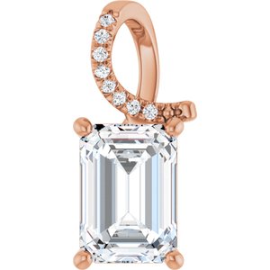 10K Rose Gold 10x7 mm Emerald Pendant Mounting