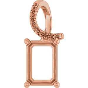 14K Rose Gold 10x7 mm Emerald Pendant Mounting – image 2