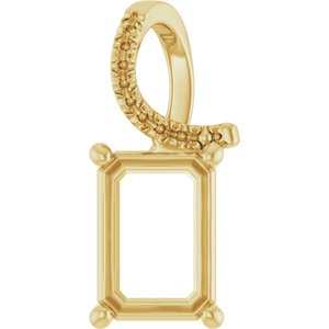 10K Yellow Gold 10x7 mm Emerald Pendant Mounting – image 2