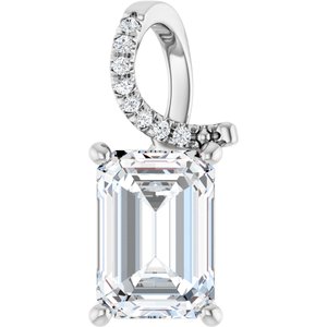 14K X1 White Gold 10x7 mm Emerald Pendant Mounting