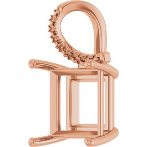 18K Rose Gold 12x12 mm Square Pendant Mounting – image 4