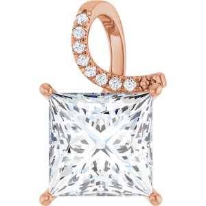 14K Rose Gold 12x12 mm Square Pendant Mounting