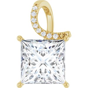 14K Yellow Gold 12x12 mm Square Pendant Mounting