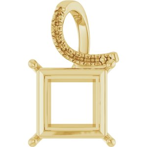 18K Yellow Gold 12x12 mm Square Pendant Mounting – image 2